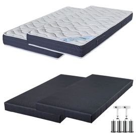 Matelas Mousse + Sommier Sr9 Deco 2x90x200 Melior - H. 20 Cm - Soutien Ferme