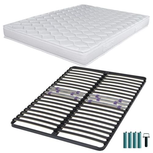 Matelas Mousse + Sommier C223 140x190 Montana - Hauteur 18 Cm - Soutien Équilibré