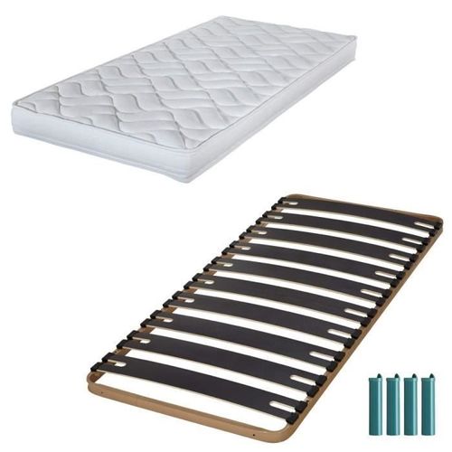 Matelas Mousse + Sommier Métal C310 90x190 Melissa - Hauteur 13 Cm - Soutien Ferme