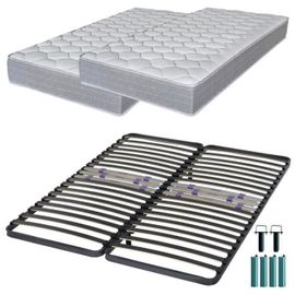 Matelas Mousse + Sommier Métal C223 160x200 Madere - Hauteur 24 Cm - Soutien Ferme