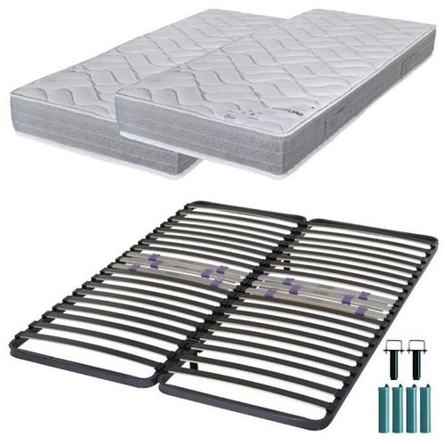 Matelas Mousse + Sommier Métal C223 160x200 Maryland - Hauteur 20 Cm - Soutien Ferme