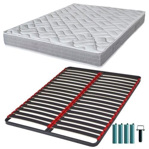 Matelas Mousse + Sommier Métal C39 140x190 Maryland - Hauteur 20 Cm - Soutien Ferme