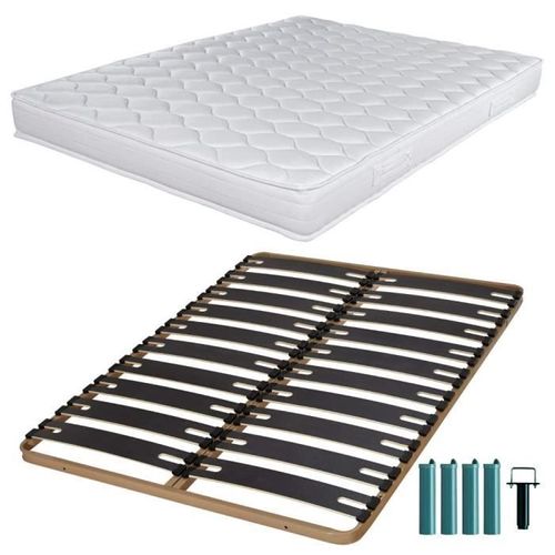 Matelas Mousse + Sommier C310 160x200 Montana - Hauteur 18 Cm - Soutien Équilibré