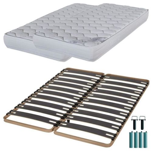Matelas Mousse + Sommier C310 2x90x190 Montana - Hauteur 18 Cm - Soutien Équilibré