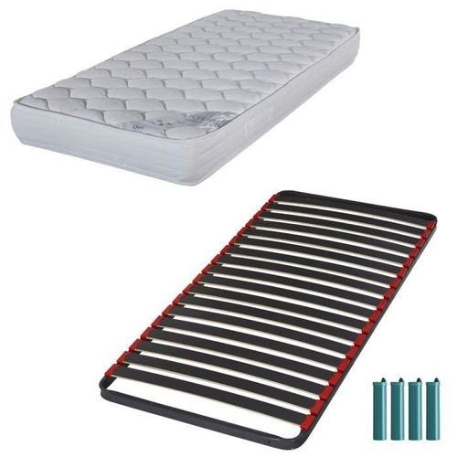 Matelas Mousse + Sommier Métal C39 90x200 Montana - Hauteur 18 Cm - Soutien Équilibré
