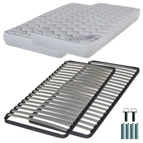 Matelas Mousse + Sommier C220 2x80x200 Montana - Hauteur 18 Cm - Soutien Équilibré