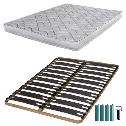 Matelas Mousse + Sommier Métal C310 140x190 Melissa - Hauteur 13 Cm - Soutien Ferme
