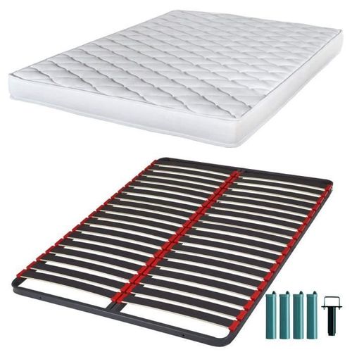 Matelas Mousse + Sommier Métal C39 120x190 Marly - Hauteur 15 Cm - Soutien Ferme