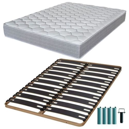 Matelas Mousse + Sommier Métal C310 140x190 Madere - Hauteur 24 Cm - Soutien Ferme