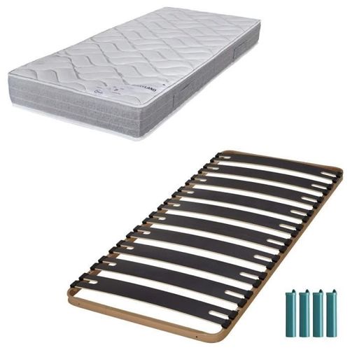 Matelas Mousse + Sommier Métal C310 90x190 Maryland - Hauteur 20 Cm - Soutien Ferme