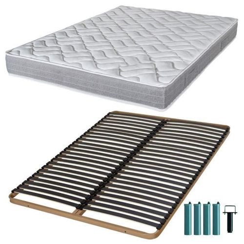 Matelas Mousse + Sommier Métal C224 120x190 Maryland - Hauteur 20 Cm - Soutien Ferme