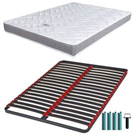 Matelas Mousse + Sommier Métal C39 140x190 Morgan - Hauteur 17 Cm - Soutien Ferme