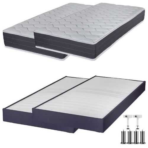 Matelas Ressort + Sommier Omega Volcan 2x90x190 Rhodes - H. 24 Cm - Soutien Ferme