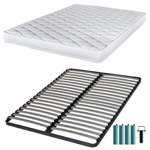 Matelas Mousse + Sommier Métal C220 120x190 Marly - Hauteur 15 Cm - Soutien Ferme
