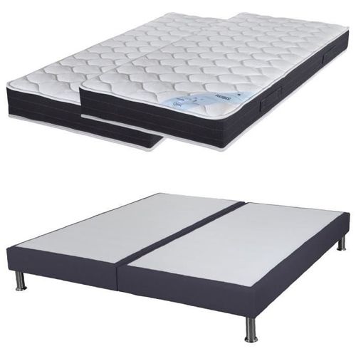 Matelas Ressort + Sommier Sr15 Volcan 2x90x200 Rubis - H. 21 Cm - Soutien Très Ferme