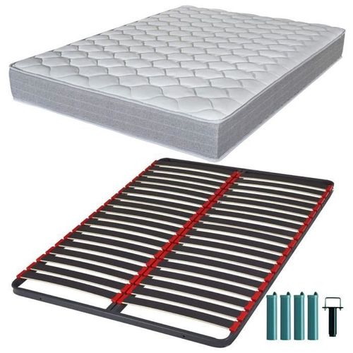 Matelas Mousse + Sommier Métal C39 140x190 Madere - Hauteur 24 Cm - Soutien Ferme