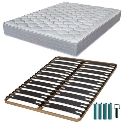 Matelas Mousse + Sommier Métal C310 160x200 Madere - Hauteur 24 Cm - Soutien Ferme