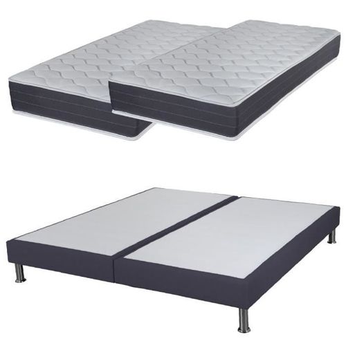 Matelas Ressort + Sommier Sr15 Volcan 2x90x190 Rhodes - H. 24 Cm - Soutien Ferme