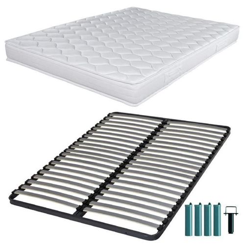 Matelas Mousse + Sommier C220 160x200 Montana - Hauteur 18 Cm - Soutien Équilibré