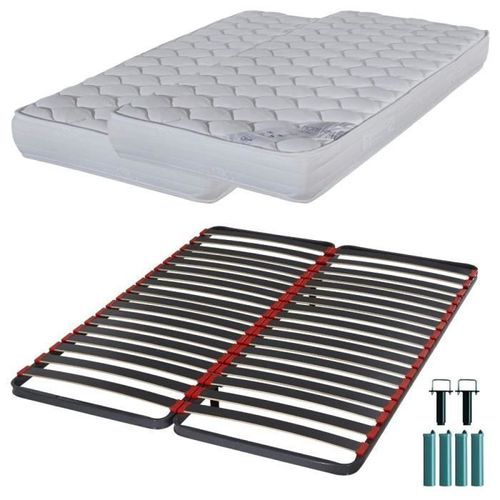 Matelas Mousse + Sommier C39 2x90x200 Montana - Hauteur 18 Cm - Soutien Équilibré