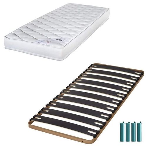 Matelas Mousse + Sommier Métal C310 90x190 Marly - Hauteur 15 Cm - Soutien Ferme