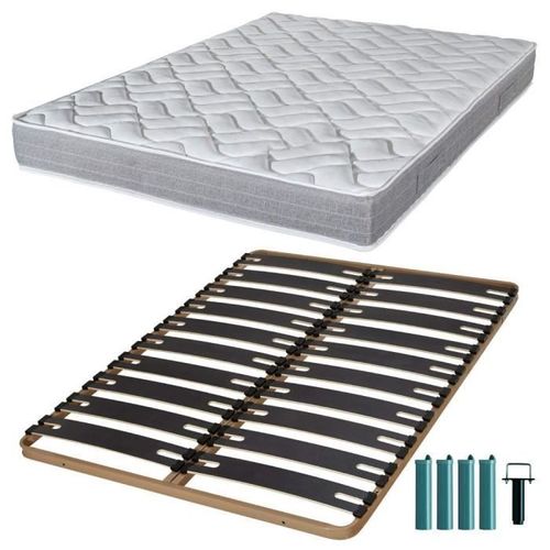 Matelas Mousse + Sommier Métal C310 140x190 Maryland - Hauteur 20 Cm - Soutien Ferme
