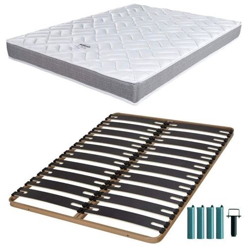 Matelas Mousse + Sommier Métal C310 140x190 Morgan - Hauteur 17 Cm - Soutien Ferme