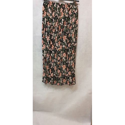 Jupe D'ete Longue Plissee Noir Fleur Femme Zeva Paris Taille Du 38 Au 42