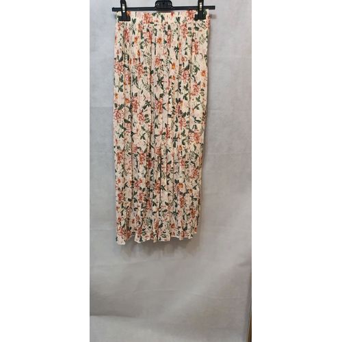 Jupe D'ete Longue Plissee Beige Fleur Femme Zeva Paris Taille Du 38 Au 42