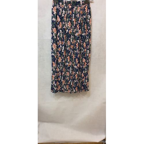 Jupe D'ete Longue Plissee Bleu Marine Fleur Femme Zeva Paris Taille Du 38 Au 42