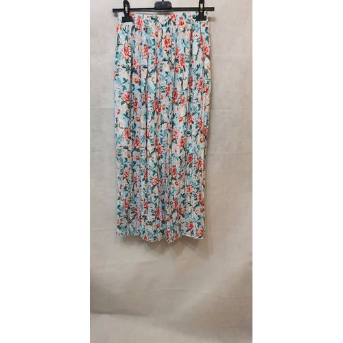 Jupe D'ete Longue Plissee Bleu Ciel Fleur Femme Zeva Paris Taille Du 38 Au 42