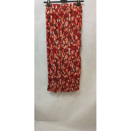Jupe D'ete Longue Plissee Rouge Fleur Femme Zeva Paris Taille Du 38 Au 42