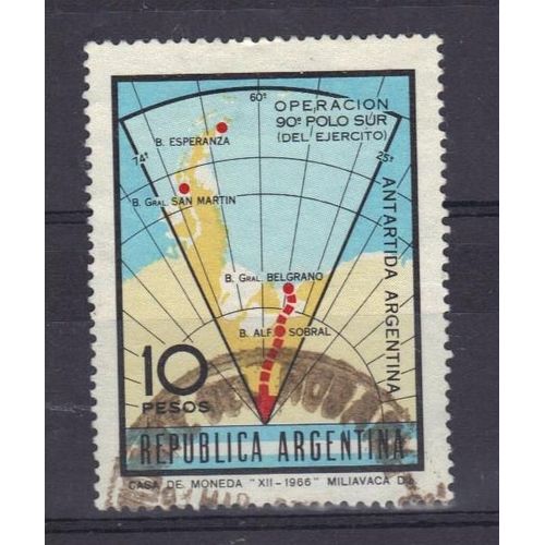 Argentine 1966 : Exploration Militaire Au Pôle Sud - Timbre Oblitéré