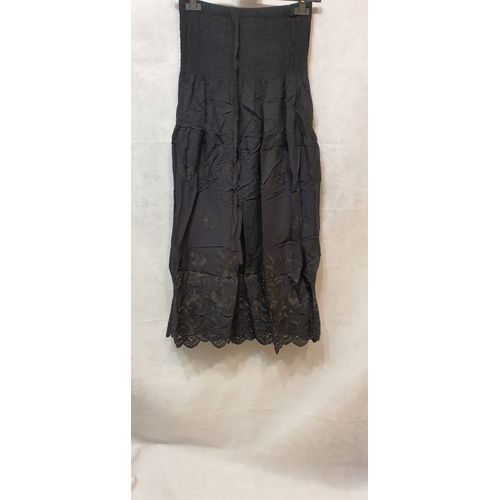 Jupe D'ete Longue Broderie Anglaise Noir Femme Zeva Paris Taille Du 38 Au 42