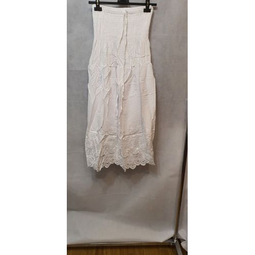 Jupe D'ete Longue Broderie Anglaise Blanche Femme Zeva Paris Taille Du 38 Au 42