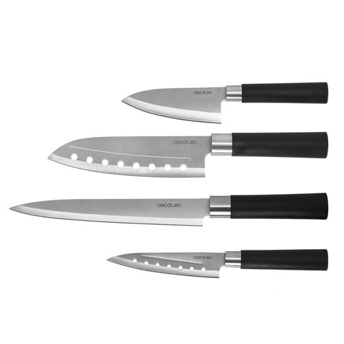 Lot De 4 Couteaux Santoku Cecotec Compatible (Noir)