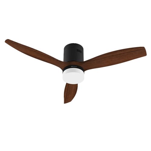 Cecotec Ventilateur de Plafond avec Lumière et Wifi EnergySilence Aero 5600 Noir Aqua Connecté. 40 W, 52" avec 3 lames, télécommande, protection IP44, mode hiver-été, minuterie