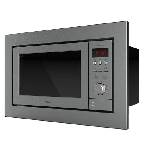 Cecotec Micro-ondes encastrable numérique et tactile GrandHeat 2500 Built-in Touch SteelBlack, 900 W de puissance. 25 L, gril de 1000 W, 8 fonctions préréglées, Minuterie Acier