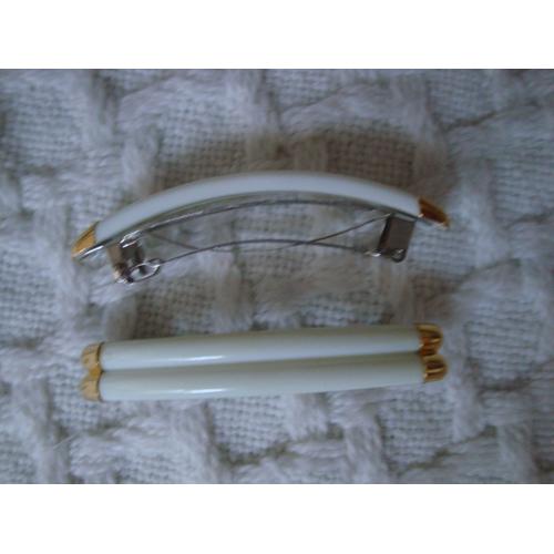 Lot De 2 Barrettes Blanc Ivoire Et Doré