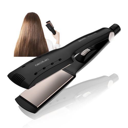 Cecotec Lisseur De Cheveux À Plaques Larges Bamba Ritualcare Wet-Dry. 55 W, Revêtement À La Kératine Et À L'huile D'argan, 210ºc, Cheveux Mouillés Et Secs, Plaques Xl Et 3d, Noir, Câble De 3 M