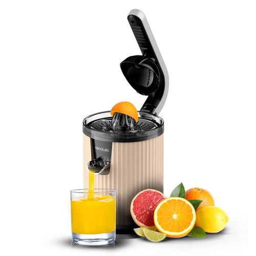 Cecotec Presse-agrumes électrique à bras pour oranges et agrumes Xqueeze RetroJuice 600 Beige. 600W, Style rétro, filtre en acier inox, cône plastique, levier pour extraire la pulpe, Anti-gouttes