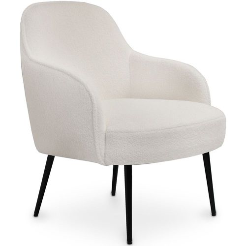 Chaise De Salle À Manger En Bouclette Fausse Fourrure Tapissée - Boucles Blanches - Jeve Blanc