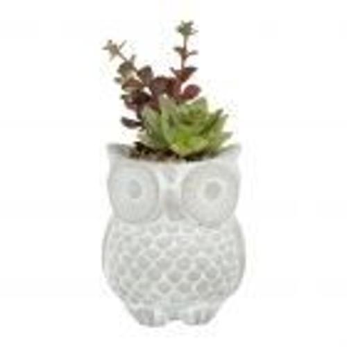 Plante Pot Hibou Céramique Blanc