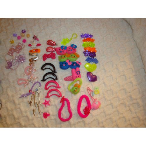 Lot De Chouchous Élastique Avec Perles Et Barrettes Petite Fille