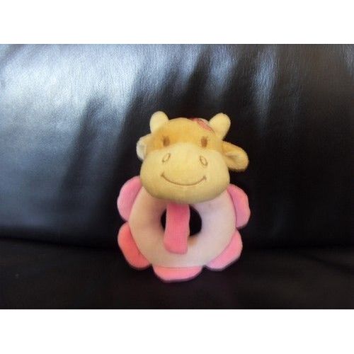 Doudou Bengy Amtoys Rose Vache Cow Kuh Hochet