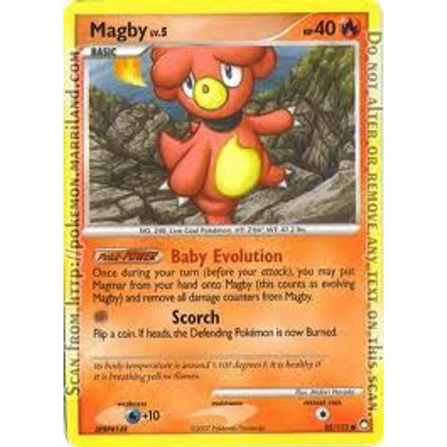 Carte Pokémon Magby Ni.5 Pv40 88/123