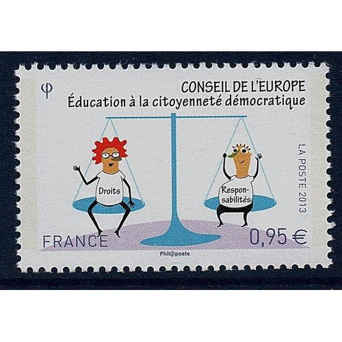 Conseil De L'europe : Personnages Sur Une Balance, Éducation À La Citoyenneté Démocratique Année 2013 Timbre De Service N° 156 Yvert Et Tellier Luxe