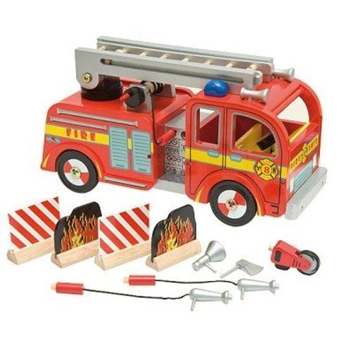 Camion De Pompiers En Bois Et Ses Accessoires Tv427