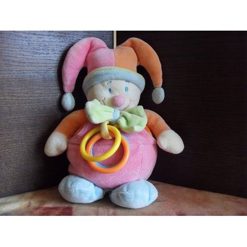Doudou Jolly Baby Clown Anneau Grelot 32 Cm