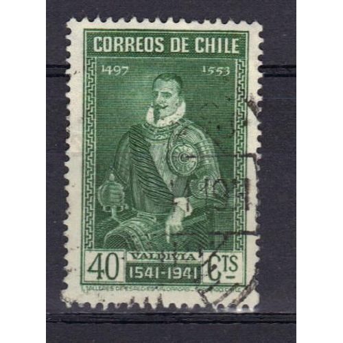 Chili 1941 : Effigie De Valdivia - Timbre Oblitéré